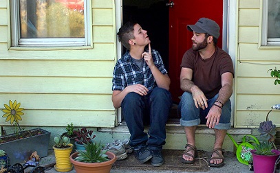 Bennett and Joe on porch